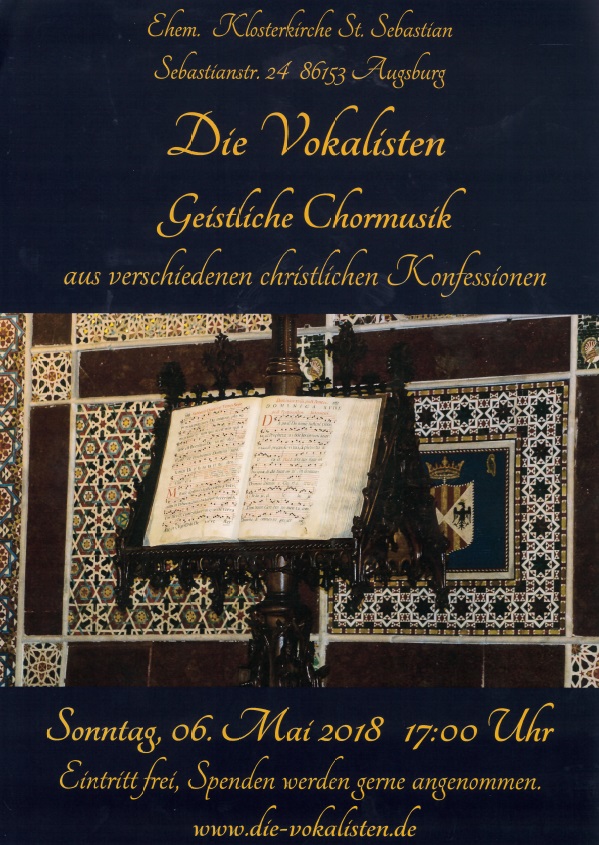 Plakat Die Vokalisten - Geistliche Chormusik aus verschiedenen christlichen Konfessionen 2018
